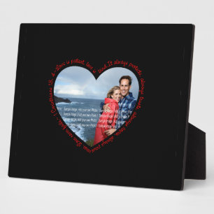 Love is Patient Photo Heart Black & Red Plaque
