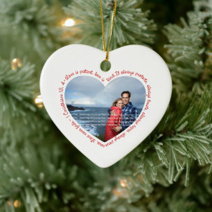 Love is Patient Photo Heart White & Red Ceramic Tree Decoration