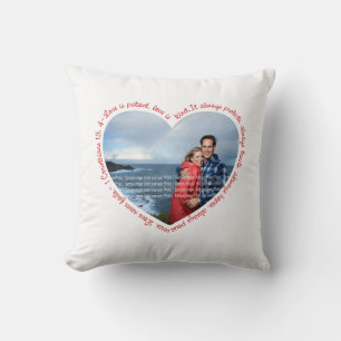 Love is Patient Photo Heart White & Red Cushion