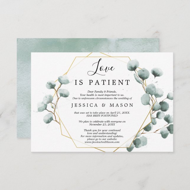 Love is Patient Postponed Wedding Announcement (Front/Back)