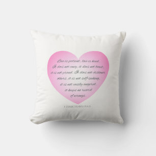 Love is Patient Quote Valentine Throw Pillow