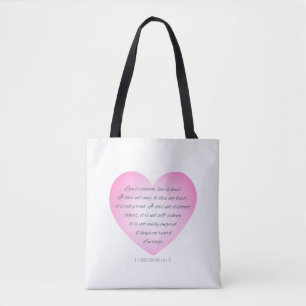 Love is Patient Quote Valentine Tote Bag