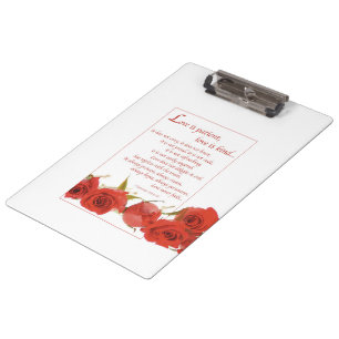 Love is Patient Red Rose Clipboard