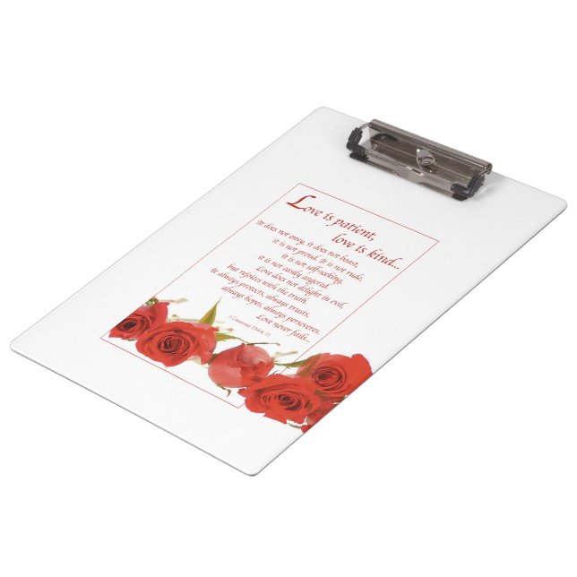 Love is Patient Red Rose Clipboard (Angled)