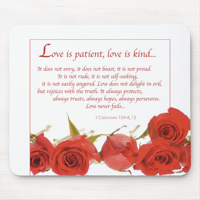 Love is Patient Red Rose Mouse Pad (Front)