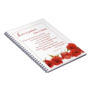 Love is Patient Red Rose Notebook