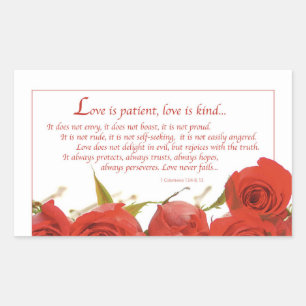 Love is Patient Red Rose Rectangular Sticker