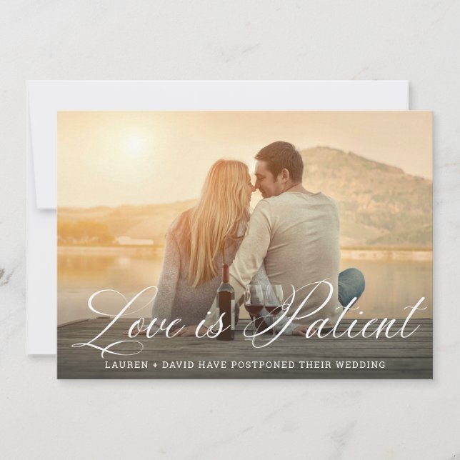 Love is Patient Romantic Script Photo Wedding Announcement (Front)