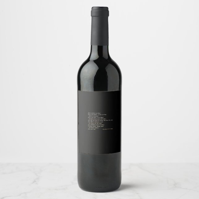 Love Is Patient Simple Inspirational Design  Wine Label (Front)