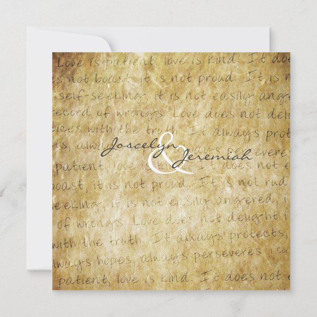 Love is Patient Vintage Wedding Invitation (Back)