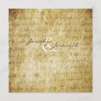 Love is Patient Vintage Wedding Invitation