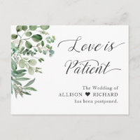 Love is Patient Wedding Postponed Chic Eucalyptus