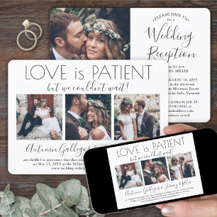 Love is Patient Wedding Reception 4 Photo Collage Invitation
