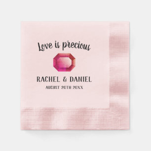 Love is precious pink gemstone wedding party napki napkin
