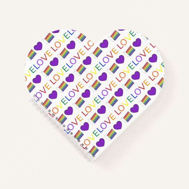 Love Is Rainbow Wedding Cake LGBT Gay Pride Purple Notebook (Front)