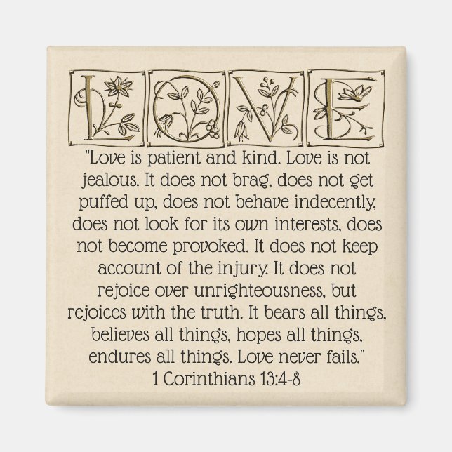 Love is...Scripture Magnet~Gold Magnet (Front)