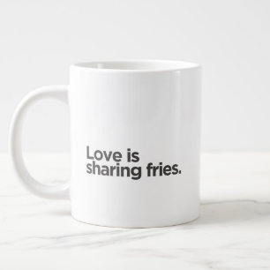 'Love is sharing fries.' Anniversary Marriage Large Coffee Mug