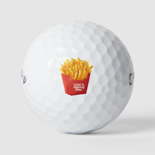 Love Is Sharing Fries. Romance Laughter Gift Golf Balls