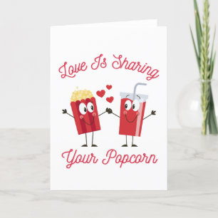 Love Is Sharing Your Popcorn Funny Valentine's Day Holiday Card