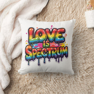 Love Is Spectrum Rainbow LGBTQ Quote Design Cushion