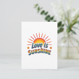 Love Is Sunshine Retro 70s   Positive Vibe Postcard