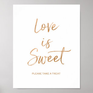 Love is Sweet 8x10 Stylish Rose Gold Wedding Sign