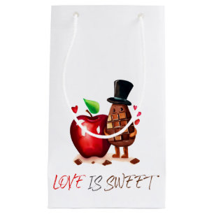 Love Is Sweet Apple Chocolate Couple Small Gift Bag