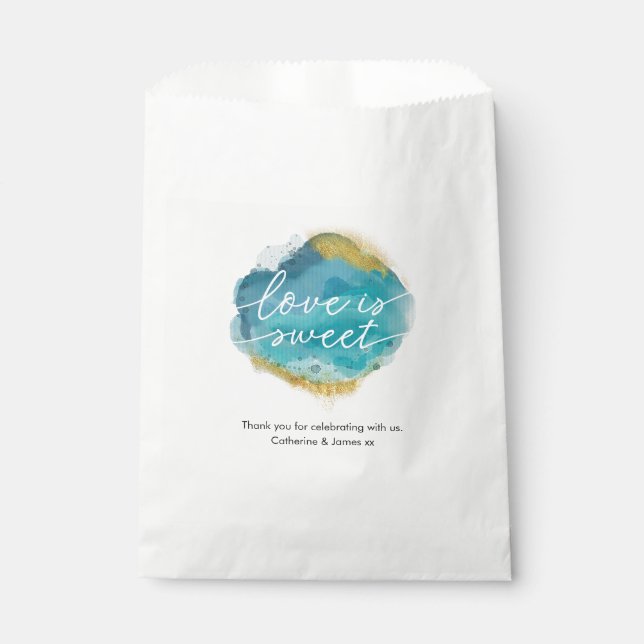 Love is sweet beach Wedding Favor Bags (Front)