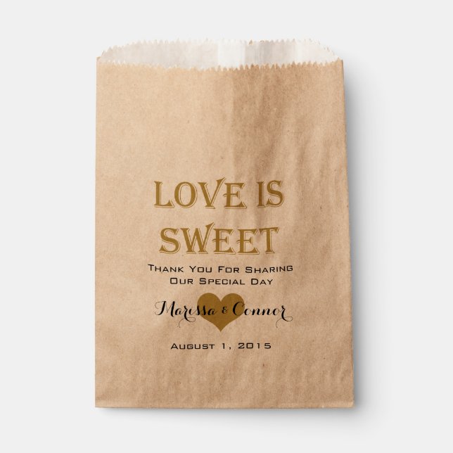 Love Is Sweet Black and Gold Wedding Bags (Front)