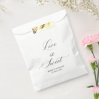 Love is sweet black script wedding favour bag