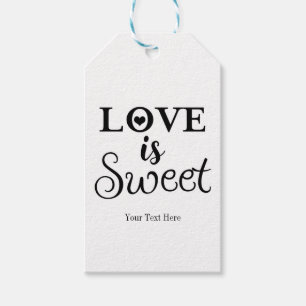 Love is Sweet Black & White Wedding Custom Favour Gift Tags