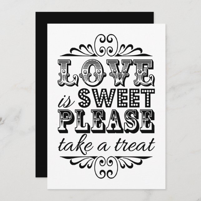 Love Is Sweet - Black & White Wedding Sign (Front/Back)