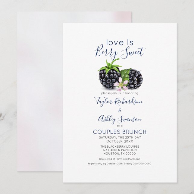 Love is Sweet Blackberry Brunch Wedding Invitation (Front/Back)