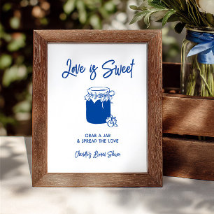 Love Is Sweet Blue Bridal Shower Jam Bar Sign