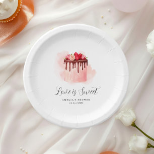 Love Is Sweet Bridal Shower Invitation Paper Plate