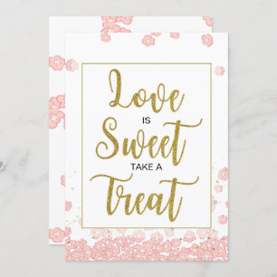 Love is Sweet Bridal Shower Sign   Pink and Gold Invitation
