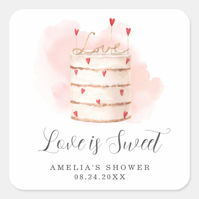 Love Is Sweet Bridal Shower Square Sticker (Front)