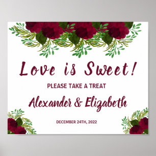 Love is Sweet Bridal Shower Wedding Red Flower Poster