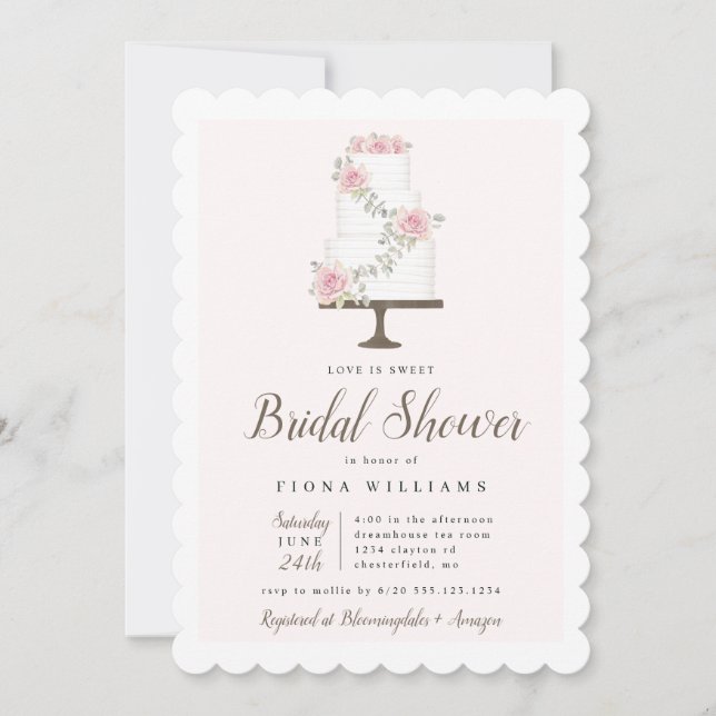 Love is Sweet Cake Bridal Shower Invitation (Front)