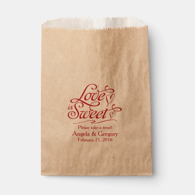 Love is Sweet Candy Buffet Dessert Buffet Wedding Favour Bag (Front)