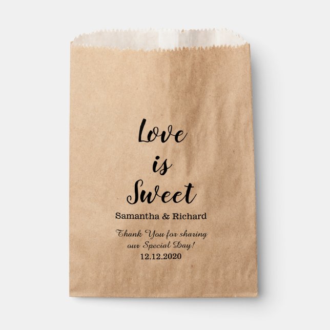Love Is Sweet Candy Wedding Thank You Favour Bag (Front)