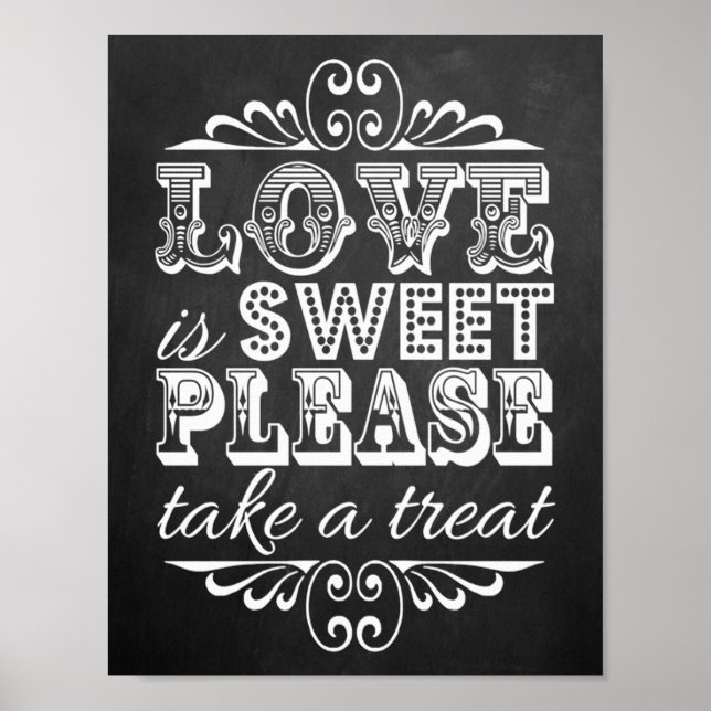 Love Is Sweet - Chalkboard Wedding Sign (Front)