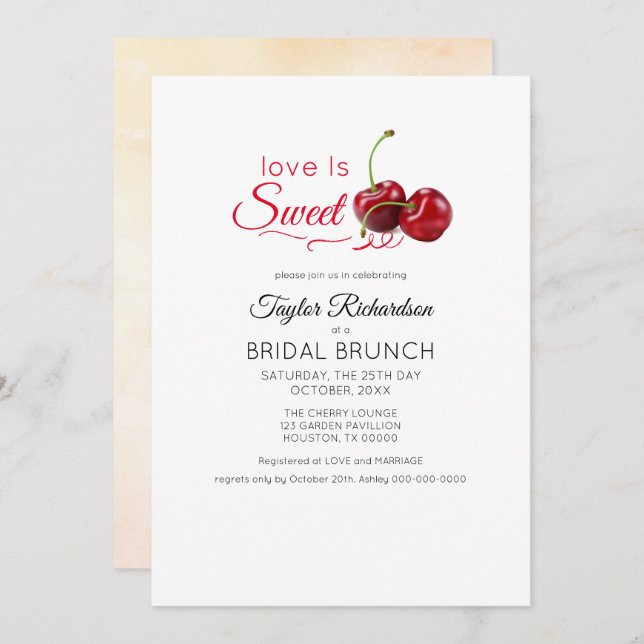 Love is Sweet Cherry Brunch Wedding Invitation (Front/Back)