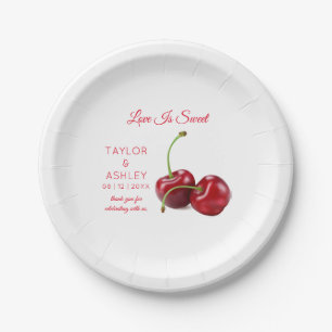 Love is Sweet Cherry Fruit   Wedding Paper Plate