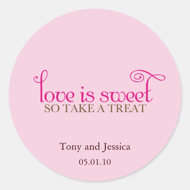 love is sweet classic round sticker (Front)