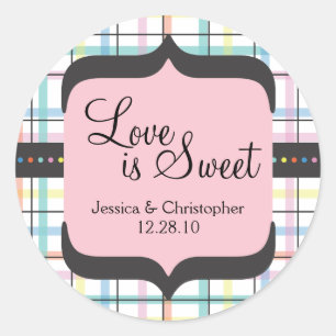 Love is Sweet - Colourful Plaid Classic Round Sticker
