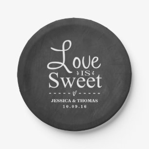 Love Is Sweet! Custom Chalkboard Wedding Paper Plate