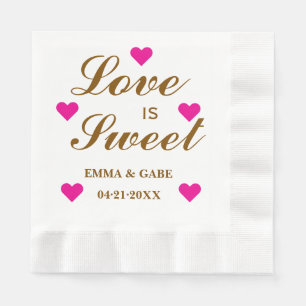 Love is Sweet Custom Script Wedding Monogram Napkin