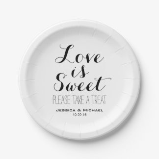 Love is sweet custom wedding candy buffet cake paper plate