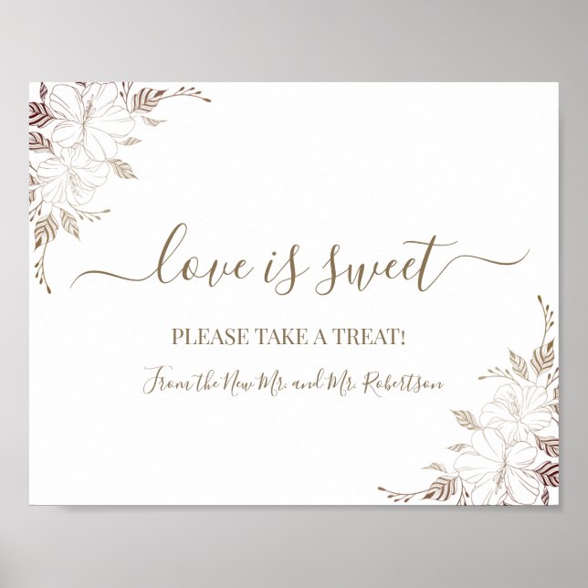 Love is Sweet Dessert Table Wedding Floral Sign (Front)